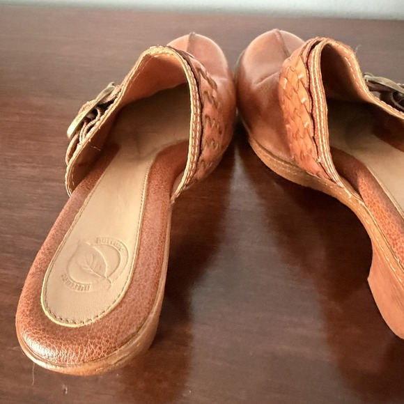 Nurture Brown Leather Clogs Braided Leather Buckle Womens Slip on Size 7.5 - Picture 9 of 14